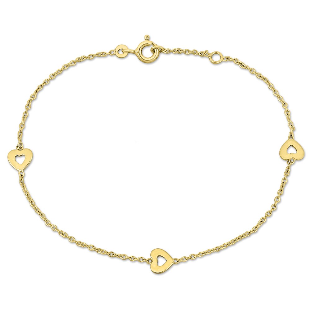 Mimi & Max Children’s Enamel Heart Charm Rolo Chain Link Bracelet in 14k Yellow Gold – 6.5+0.5 in.