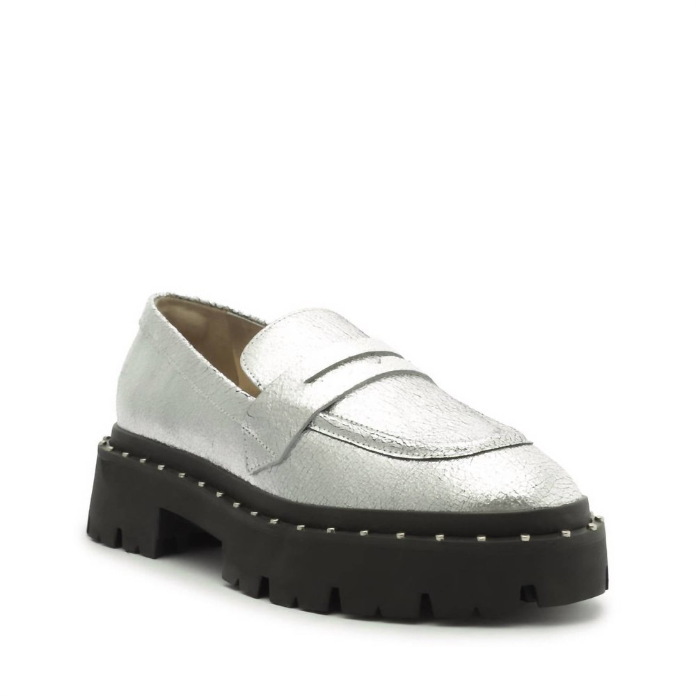Women’s Christie Studs Loafer In Silver Prata 7827060162620
