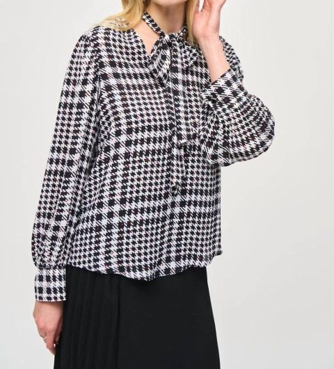 Georgette Plaid Puff Sleeve Top In Vanilla / Multi 7827064225852