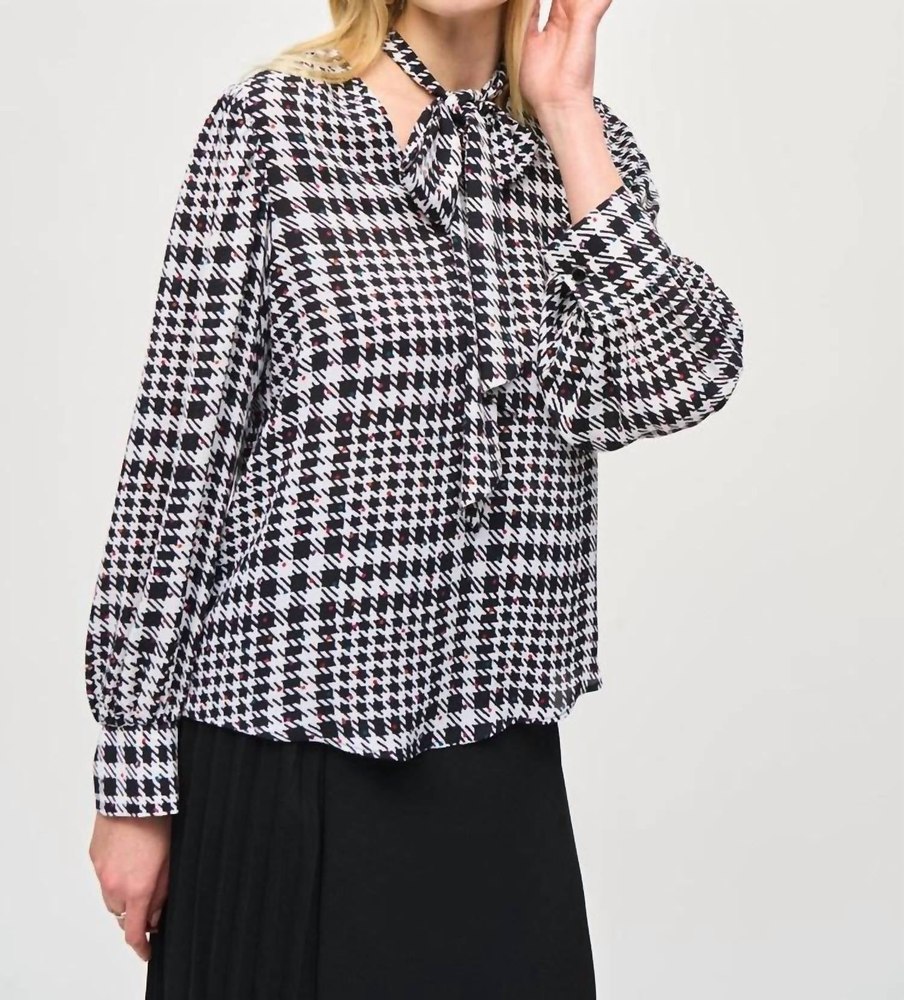 Georgette Plaid Puff Sleeve Top In Vanilla / Multi 7827064225852