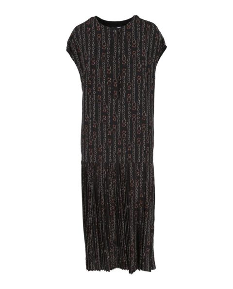 Chain Print Pleated Midi Dress