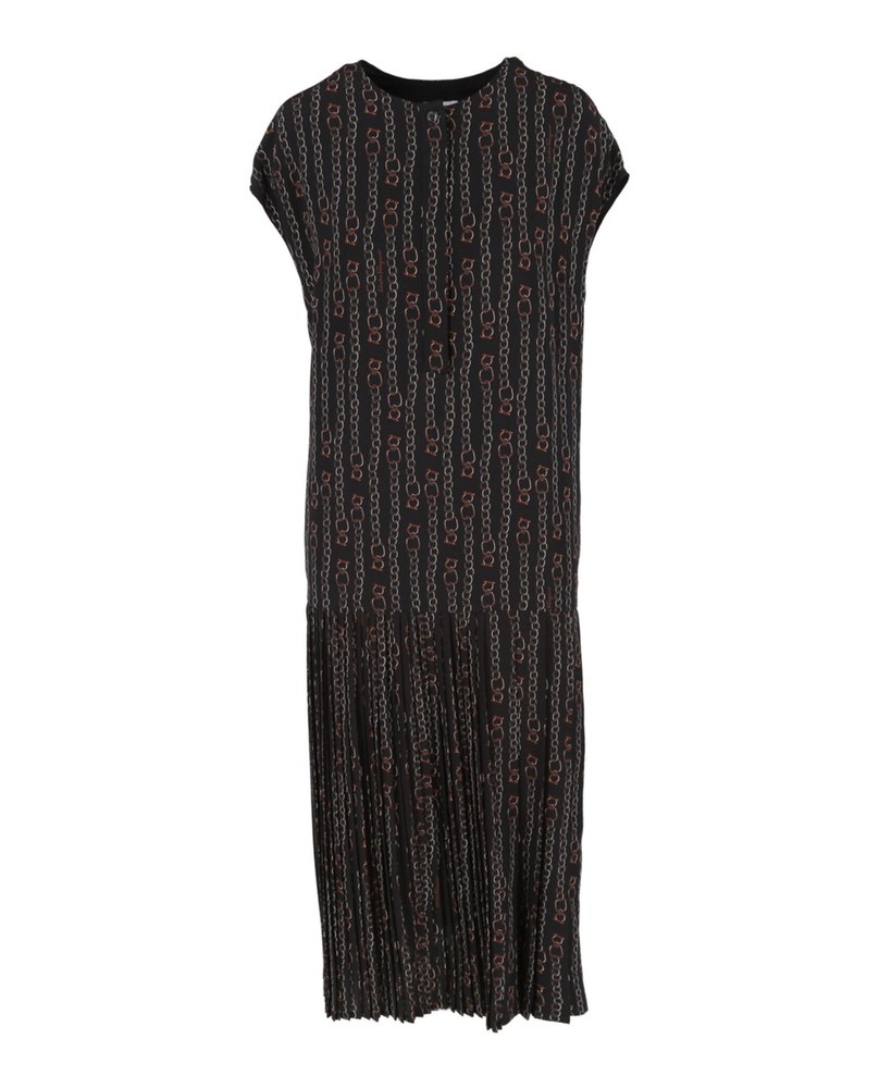 Chain Print Pleated Midi Dress
