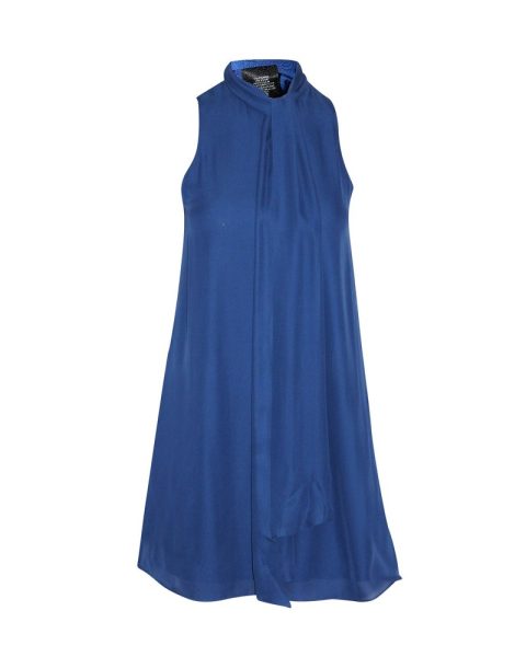 Alice + Olivia Cassidy Tie Neck Mini Dress in Blue Silk 7764869972028