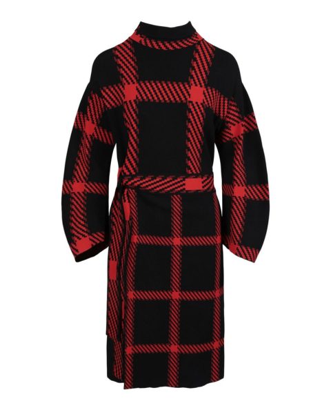 Check Print Belted Dress