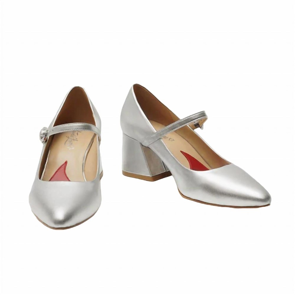 Women’s Mary Block Heel In Silver 7827054428220