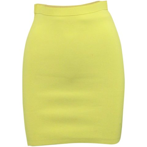 Alexander Wang Rib Knit Mini Pencil Skirt in Yellow Polyester 7764877738044