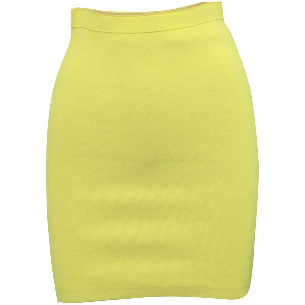 Alexander Wang Rib Knit Mini Pencil Skirt in Yellow Polyester 7764877738044