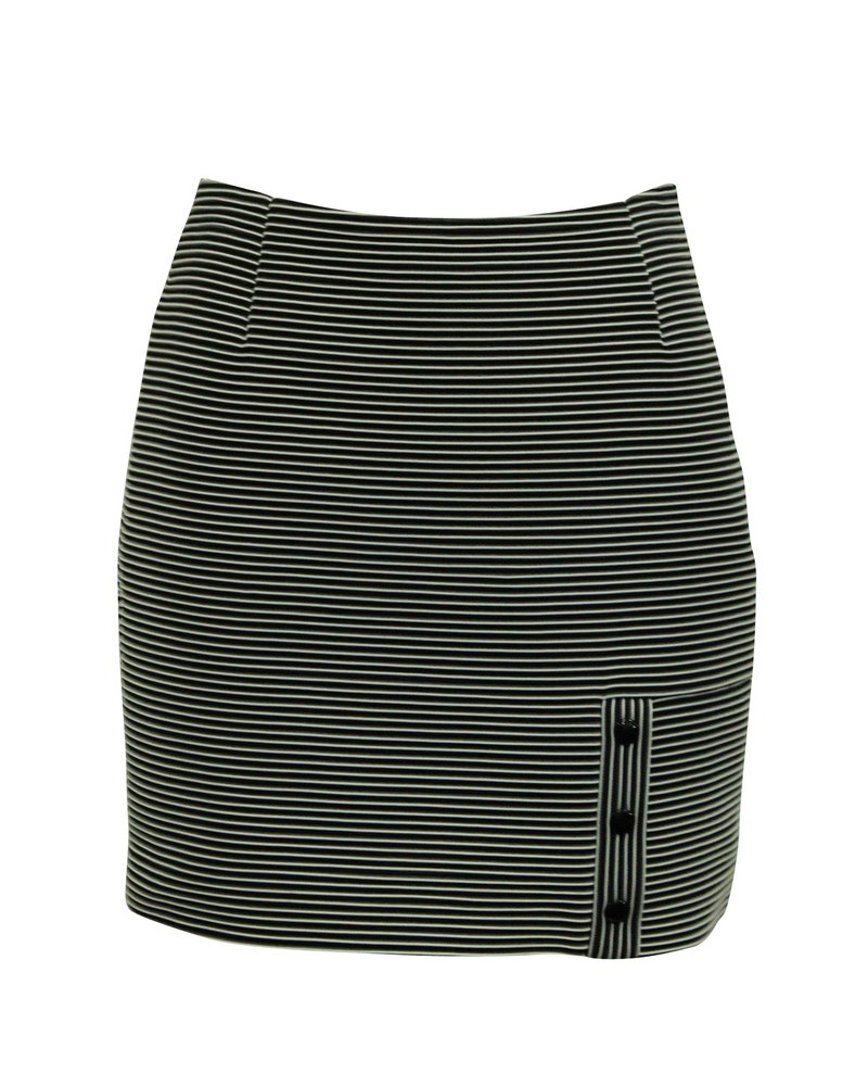 Mugler Striped Pencil Skirt in Black and White Polyamide 7764876918844