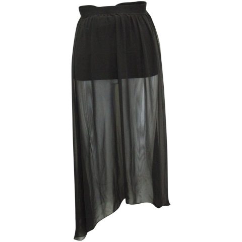 Alice + Olivia Ruffle Embellishment Sheer Skirt in Black Polyester 7764877312060