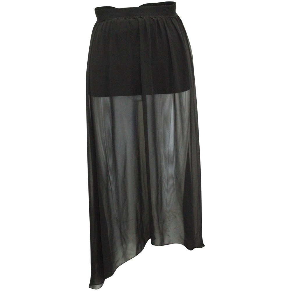 Alice + Olivia Ruffle Embellishment Sheer Skirt in Black Polyester 7764877312060