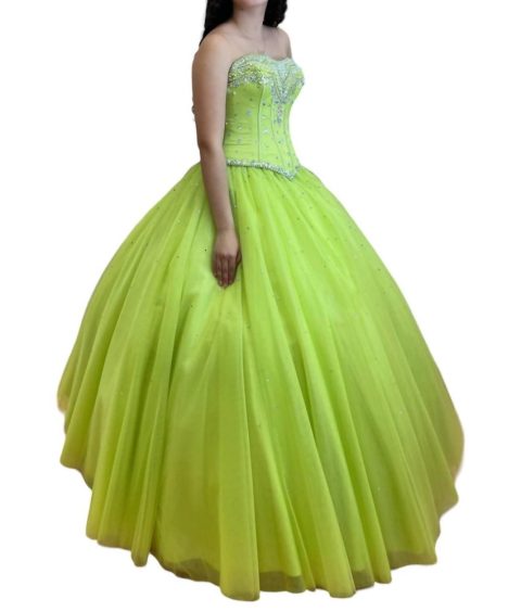 Strapless Quinceañera Dress In Apple Green 7764878819388