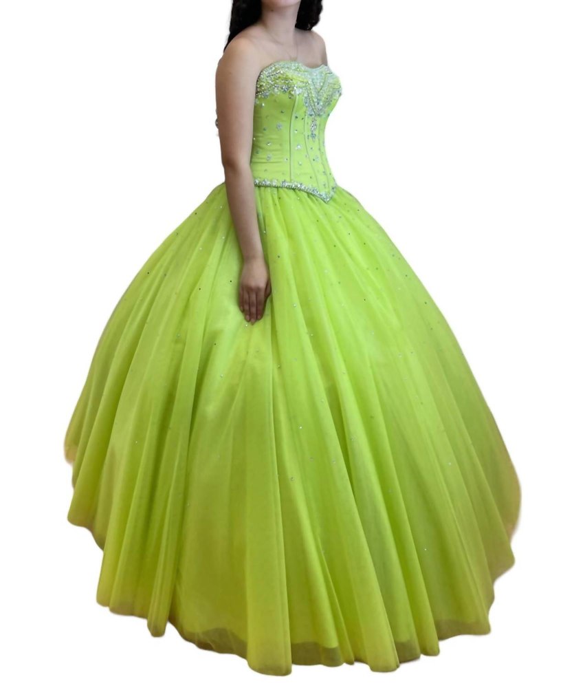 Strapless Quinceañera Dress In Apple Green 7764878819388