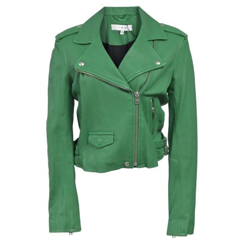 Iro Ashville Cropped Jacket In Green Leather 7764882227260