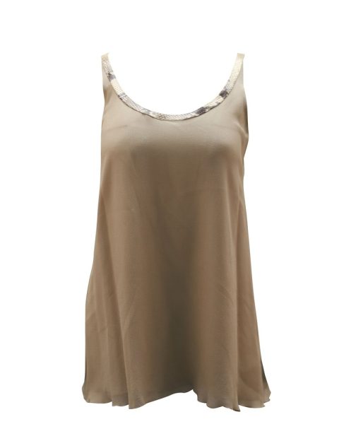 Alice + Olivia Chiffon Tank Top in Tan Silk 7764883013692
