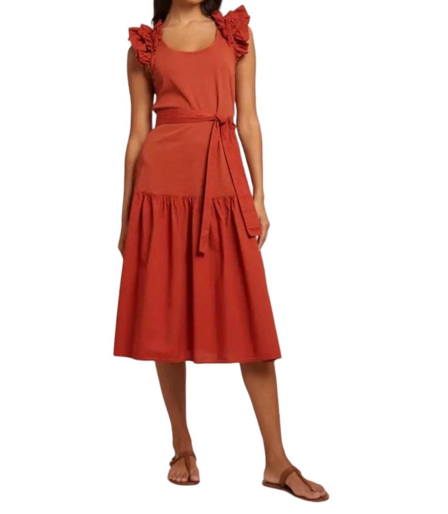 Everleigh Frilly Dress In Cayenne 7764892221500