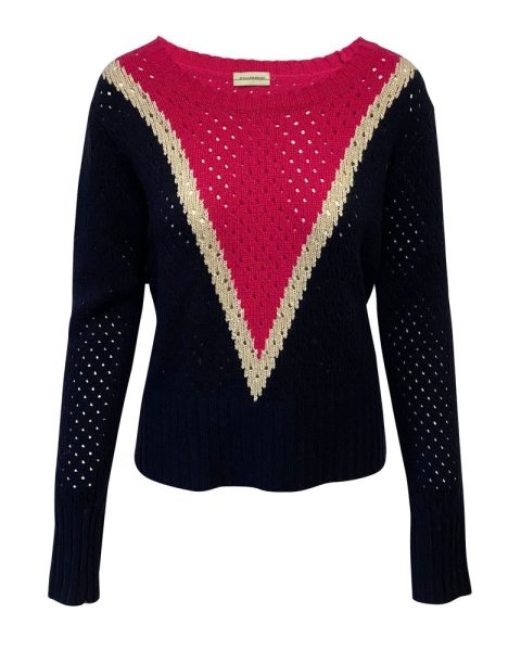 By Malene Birger Plomia Striped Open-knit Sweater In Blue Wool 7764893401148