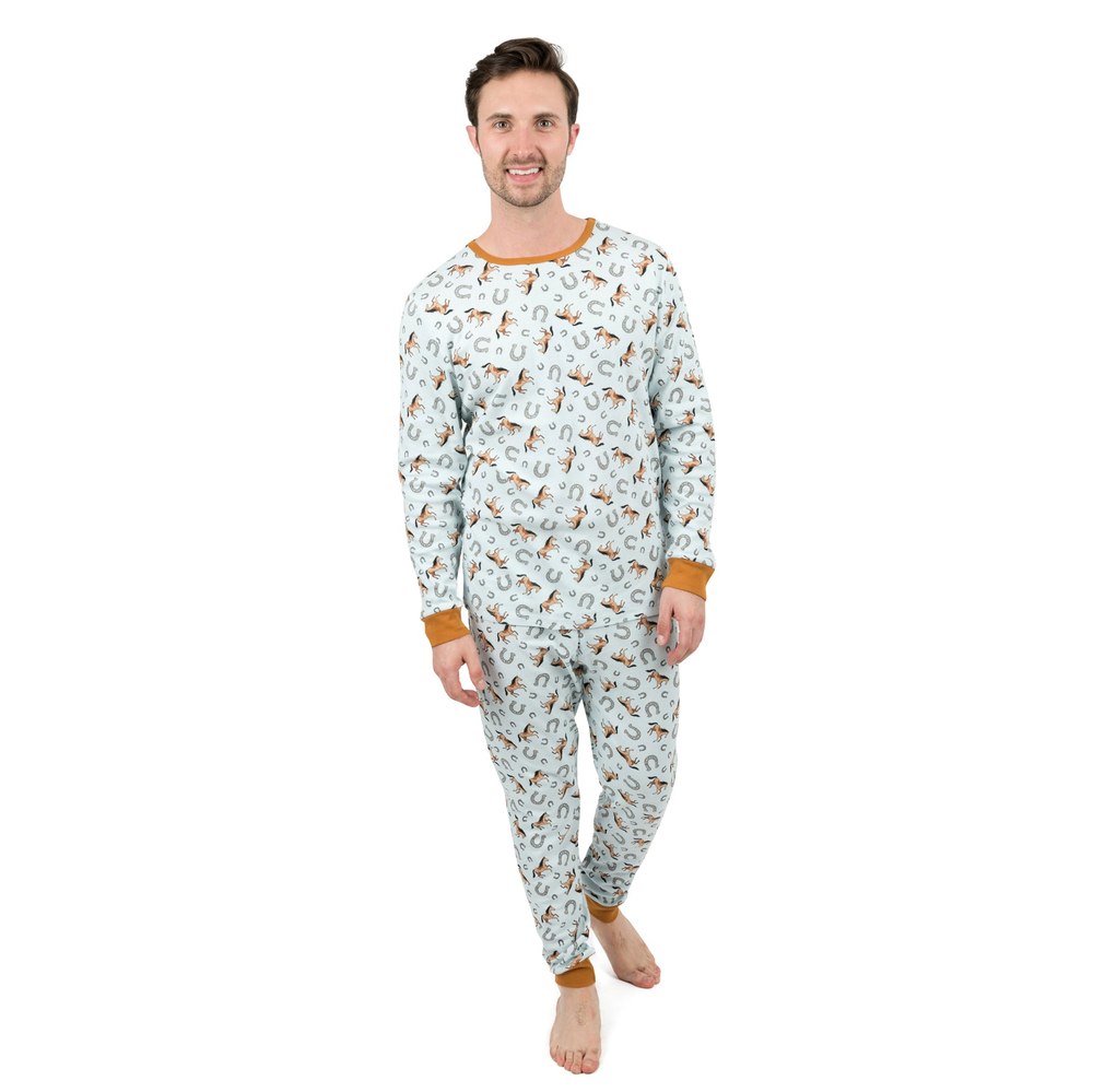 Mens Two Piece Cotton Pajamas Horse