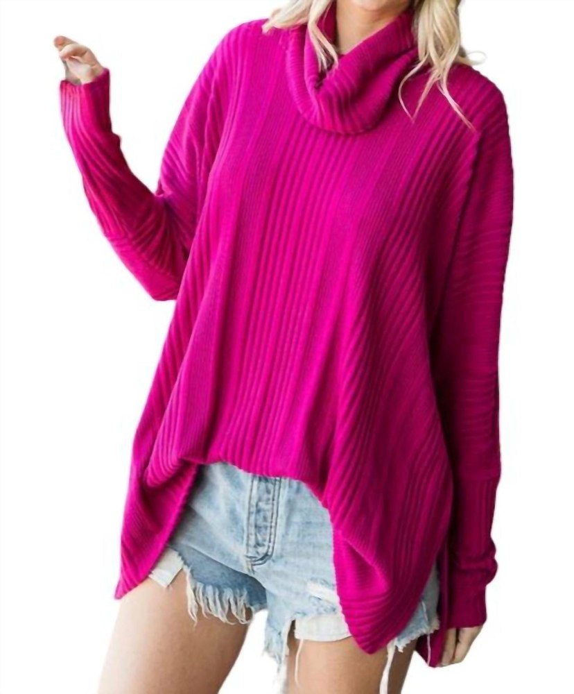 Brushed Ribbed Relaxed Top In Fuchsia 7764897038396