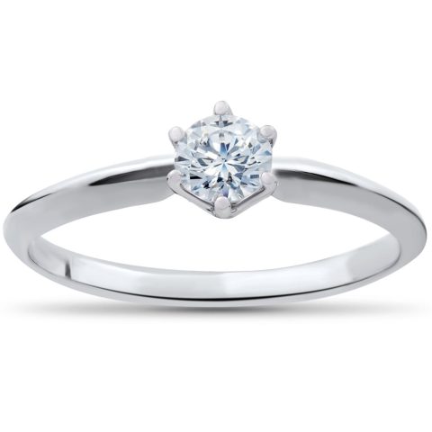 1/4ct Solitaire Diamond Engagement Ring 14K White Gold