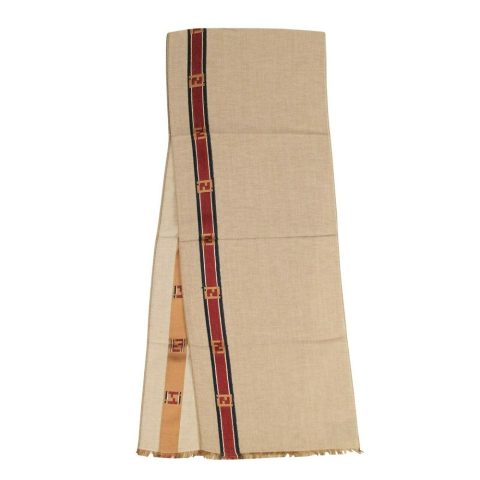 Cotton/Silk ‘Logo Stripe’ Scarf – Camel