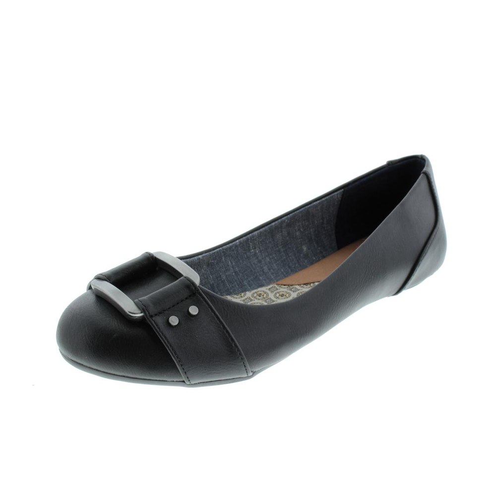 Frankie Faux Leather Belted Ballet Flats