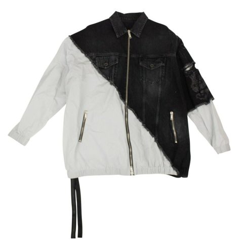 Black Distressed Hybrid Denim Jacket