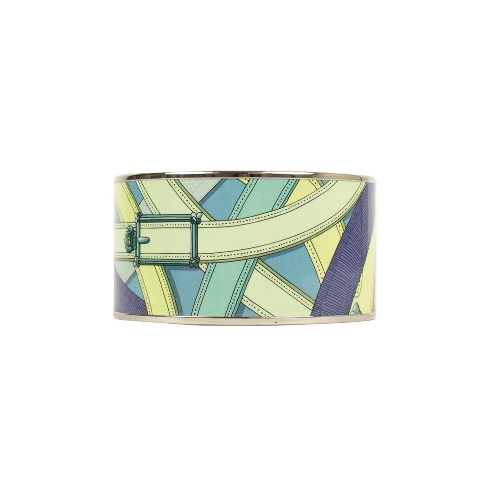 Blue And Green ‘Cavalcadour’ Design Extra Wide Bangle Bracelet