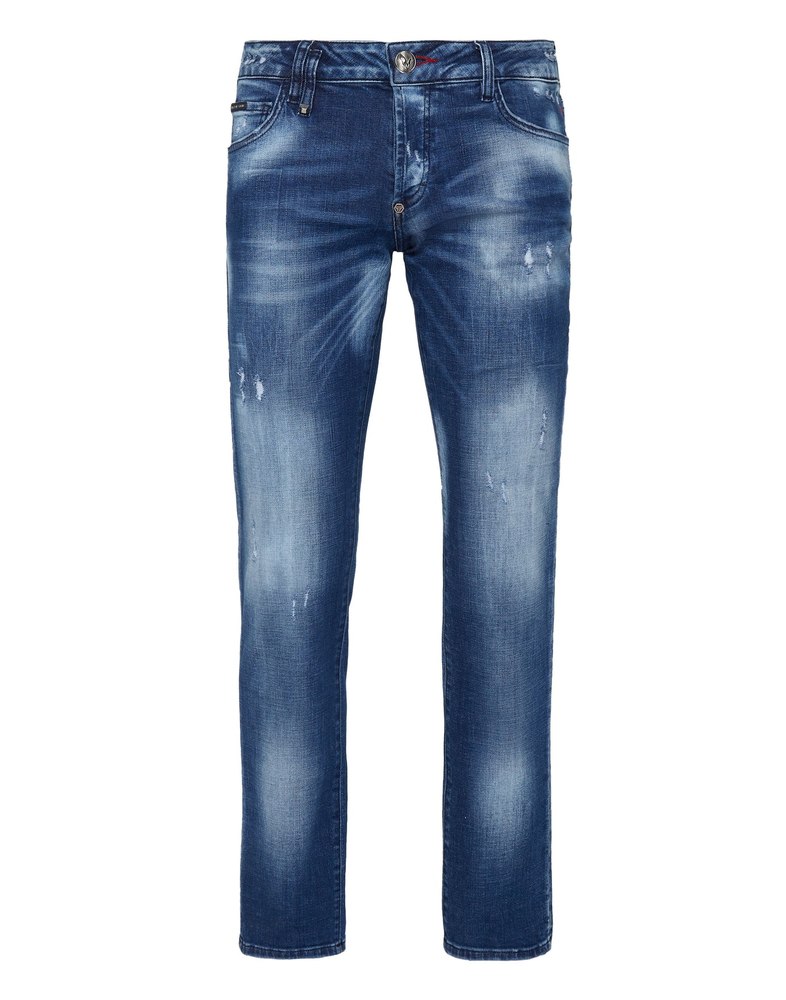 Denim Trousers Straight Cut Supreme Destroyed Iconic Plein 7670507733052