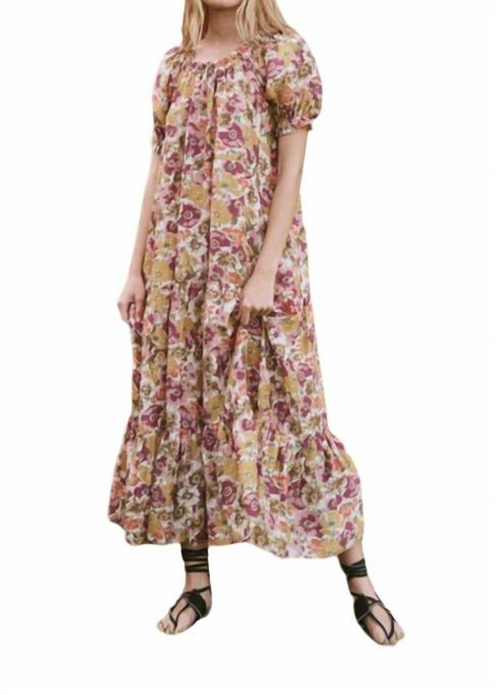 The Chateau Dress In Golden Lilac Flower 7827099648060