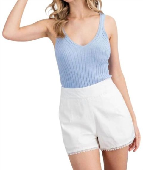 Ribbed V Neck Tank Top In Periwinkle 7764901560380
