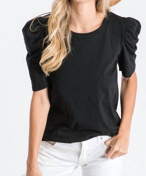 Puff Short Sleeve Top In Black 7764904738876