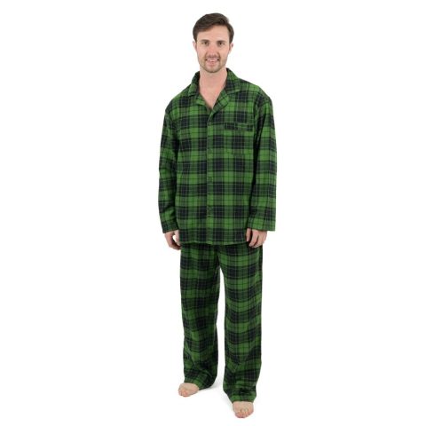 Christmas Mens Two Piece Flannel Pajamas Plaid
