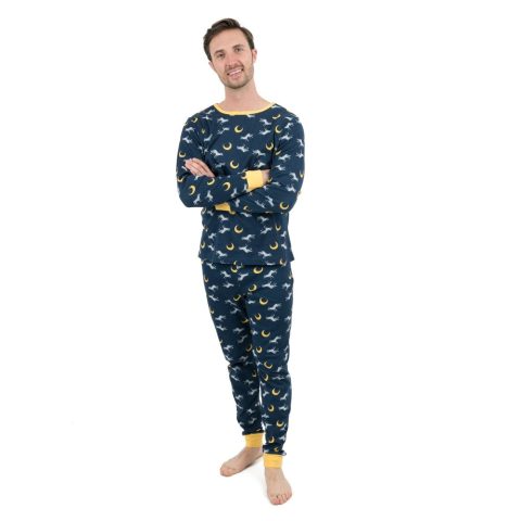 Mens Two Piece Cotton Pajamas Wolf