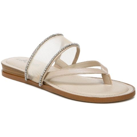Radiant Glow Faux Leather Slip On Slide Sandals