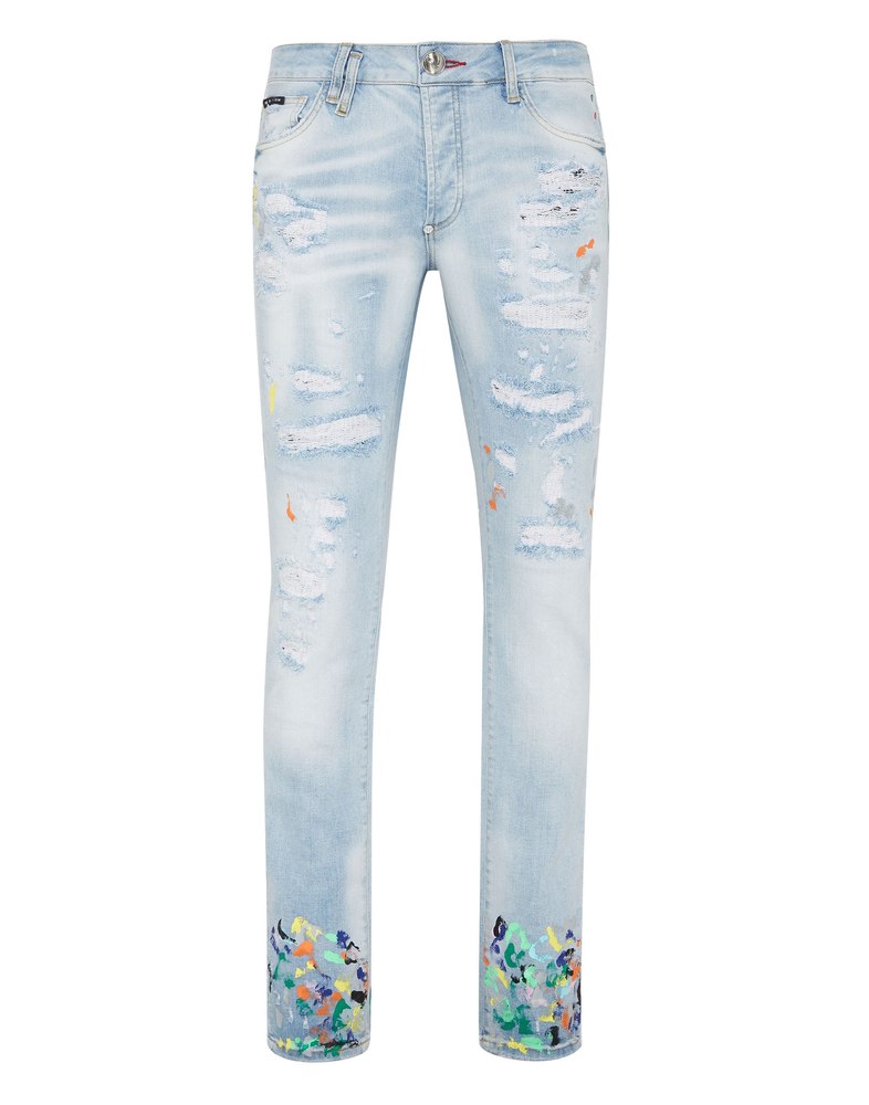 Denim Trousers Super Straight Cut Dripping 7670513762364
