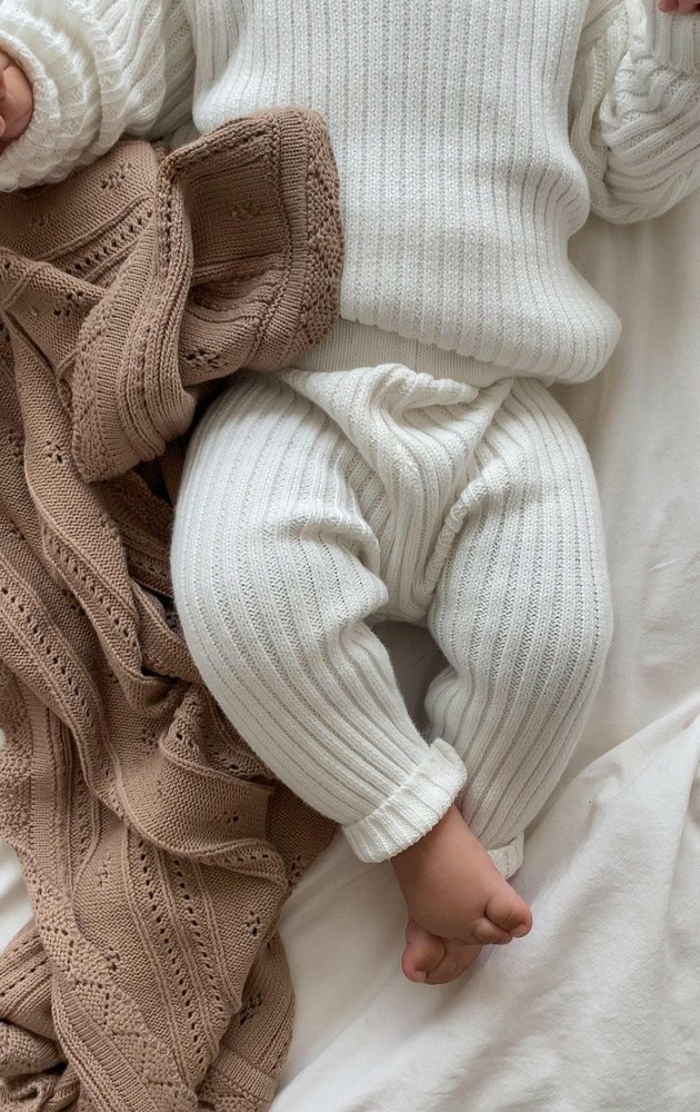 Chunky Rib Leggings – White
