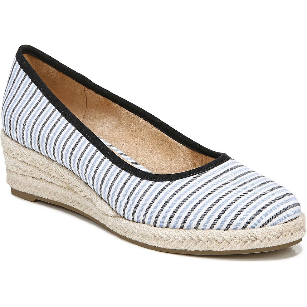 Striped Espadrille Wedge Heels