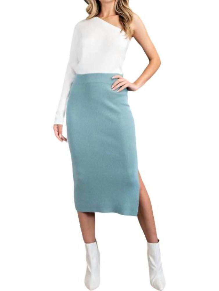 Knit Midi Skirt In Sage 7764935082044