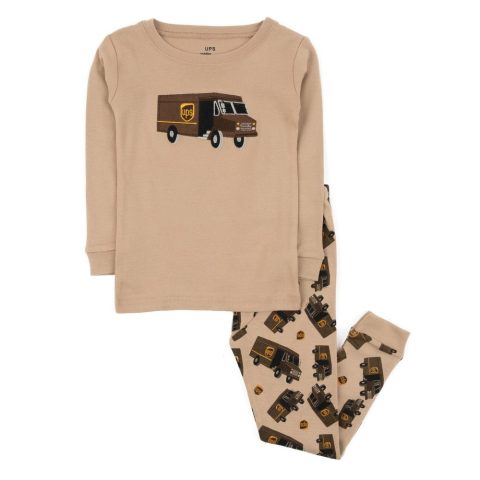 Kids Two Piece Cotton Pajamas UPS Beige