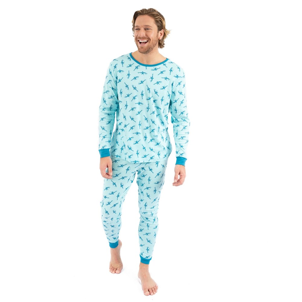 Mens Two Piece Cotton Pajamas Sharks