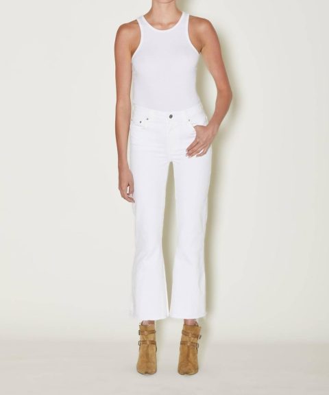 Bella Crop Flare Jeans In White 7764957167676