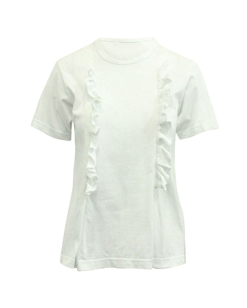 Comme Des Garcons Ruffle T-shirt in White Cotton 7764965425212