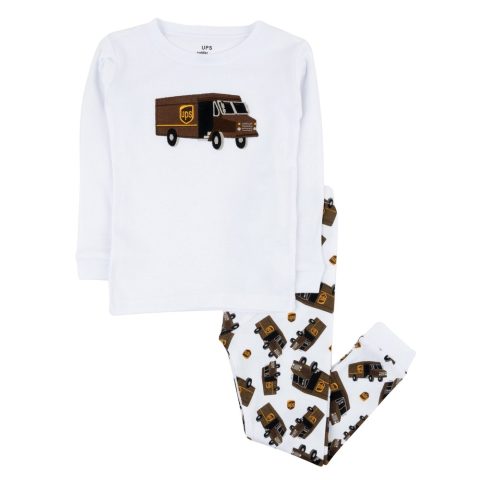 Kids Two Piece Cotton Pajamas UPS White