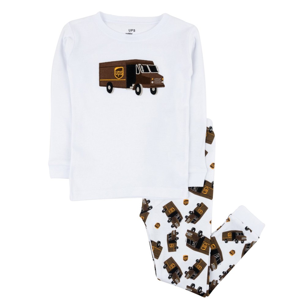 Kids Two Piece Cotton Pajamas UPS White