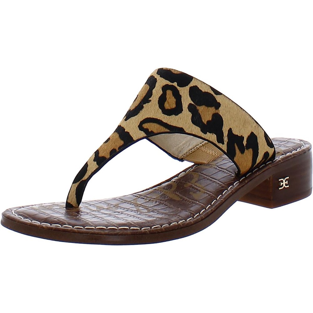 Jaynee Calf Hair Leopard Print Slide Sandals
