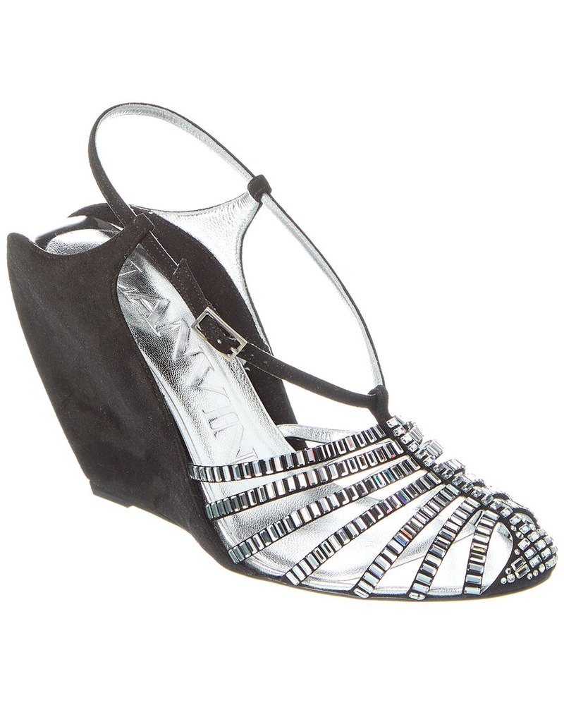 LANVIN Banana Heel Suede Wedge Sandal 7670756540476