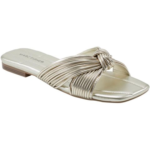 Laury Knot-Front Strappy Slide Sandals