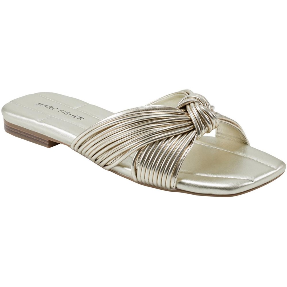 Laury Knot-Front Strappy Slide Sandals