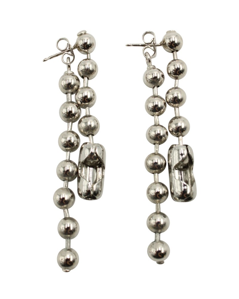 MM6 Ball Chain Dangling Earrings in Silver Metal 7765000126524
