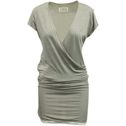 Maison Margiela Wrap Mini Dress in Grey Viscose 7765001371708